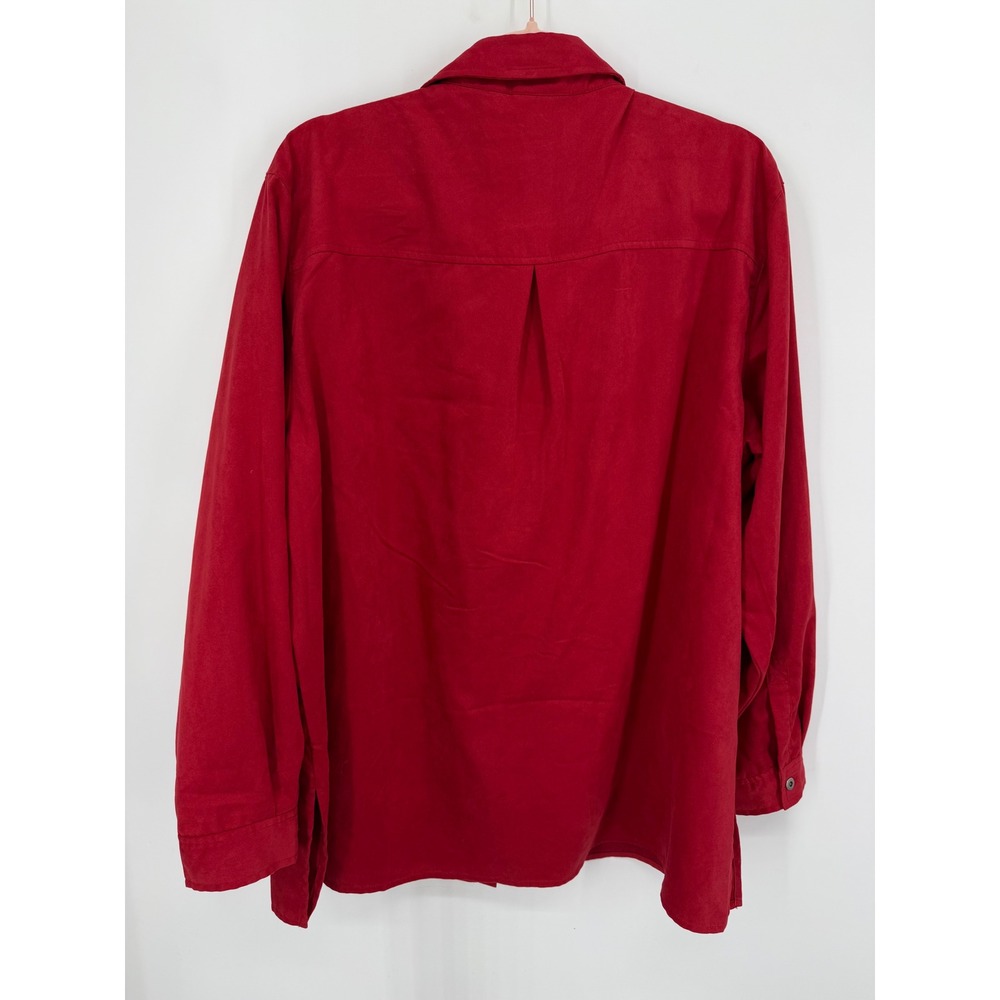 NEW Chico's Design Button Down Women 3 Cardinal Red Faux Suede Long Sleeve Top - Picture 5 of 7
